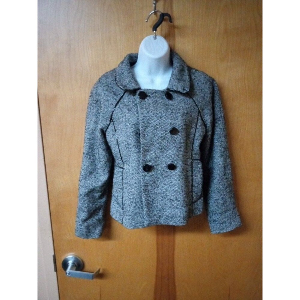 Black & White Lined Button Up BANANA REPUBLIC Wool Blend Jacket Sz 2